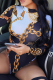Black Sexy Print Split Joint Half A Turtleneck Skinny Jumpsuits