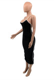 Purple Fashion Sexy Solid Backless Spaghetti Strap Sleeveless Dress Dresses