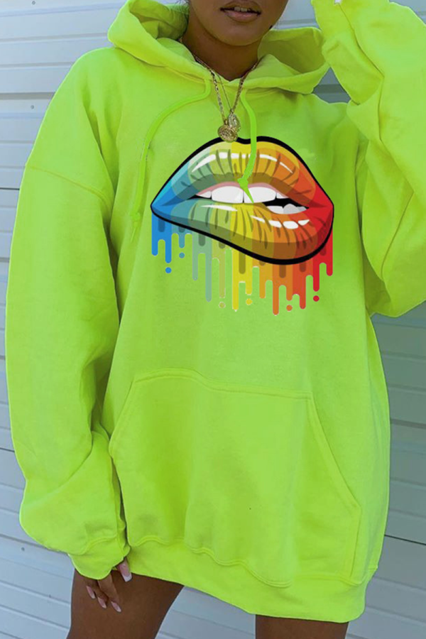 Green Street Print Patchwork Hooded Collar Tops