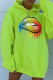 Green Street Print Patchwork Hooded Collar Tops