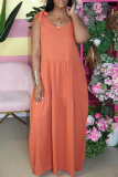 White Casual Solid Patchwork Spaghetti Strap Cake Skirt Dresses