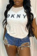 White Fashion Casual Letter Print Basic O Neck T-Shirts