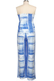 Blue Fashion adult Ma'am Street Print Two Piece Suits Loose Sleeveless Two Pieces