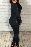 Blue Sexy Solid Patchwork O Neck Long Sleeve Two Pieces