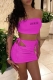 Rose Red Sexy Print Patchwork Off the Shoulder Sleeveless Two Pieces