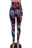 Black Sexy Print Without Belt Regular High Waist Pencil Bottoms