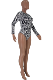 Black Sexy Street Print Patchwork Swimwears