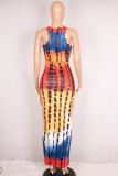Multicolor Fashion Sexy Print Vests U Neck Sleeveless Two Pieces