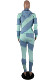 Pink Casual Striped Split Joint Hooded Collar Long Sleeve Two Pieces