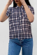 Grey Casual Plaid Patchwork Turndown Collar Tops