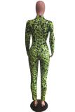 Green adult Lightly cooked Fashion Print Two Piece Suits pencil Long Sleeve