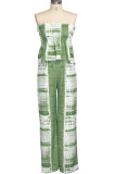 Green Fashion adult Ma'am Street Print Two Piece Suits Loose Sleeveless Two Pieces