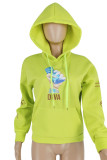 Yellow Street Letter Hooded Collar Tops