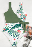 Green Sexy Print Bandage Split Joint Swimwears