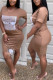 Brown Fashion Sexy Regular Sleeve Short Sleeve O Neck Short Sleeve Dress Knee Length Print Dresses