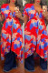 Red Fashion Casual Print Bandage Asymmetrical V Neck Short Sleeve Dress Dresses