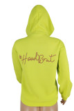 Yellow Street Letter Hooded Collar Tops