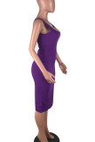 Red Sexy Solid Patchwork Asymmetrical U Neck Pencil Skirt Dresses
