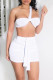 White Fashion Sexy Solid Backless Strapless Sleeveless Two Pieces