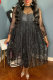 Black Fashion Sexy Patchwork See-through O Neck Long Sleeve Dresses