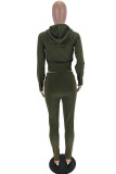 Grey Daily Solid Patchwork Hooded Collar Long Sleeve Two Pieces