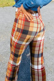 Purple Street Plaid Boot Cut Mid Waist Bottoms