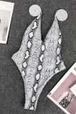 Green Sexy Print Bandage Backless Swimwears
