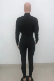 Red Fashion Casual Solid Basic O Neck Long Sleeve Two Pieces
