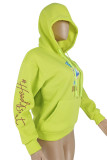 Yellow Street Letter Hooded Collar Tops