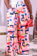 Light Pink Fashion Casual Print Basic Regular High Waist Wide Leg Trousers