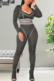 Black Sexy Solid Split Joint Square Collar Long Sleeve Two Pieces