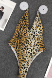 Green Sexy Print Bandage Backless Swimwears