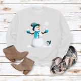 Red Casual Snowman Printed Draw String O Neck Tops