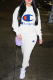 Cream White Sexy Print Patchwork Hooded Collar Long Sleeve Two Pieces