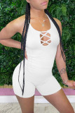White Sexy Casual Solid Hollowed Out Backless Halter Sleeveless Two Pieces