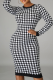 Black White Sexy Print Patchwork O Neck Pencil Skirt Dresses