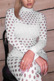 Red Fashion Sexy Solid Hollowed Out See-through Turtleneck Long Sleeve Two Pieces