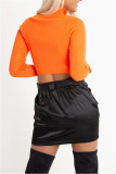 Rose Red Fashion Casual Solid Basic Zipper Collar Tops