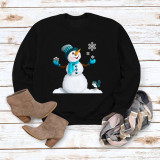 Red Casual Snowman Printed Draw String O Neck Tops