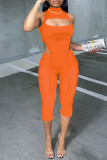 Red Fashion Sexy Solid Hollowed Out Asymmetrical Half A Turtleneck Sleeveless Two Pieces