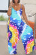 Blue Fashion Casual Print Backless Asymmetrical Spaghetti Strap Sleeveless Two Pieces