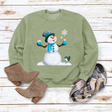 Red Casual Snowman Printed Draw String O Neck Tops