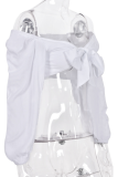 White Sexy Solid Patchwork Off the Shoulder Tops
