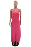 Coffee Sexy Casual Solid Basic V Neck Sling Dress