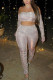 Pink Sportswear Solid Bateau Neck Long Sleeve Two Pieces
