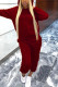 Wine Red Casual Solid Patchwork Hooded Collar Long Sleeve Two Pieces