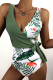 Green Sexy Print Bandage Split Joint Swimwears