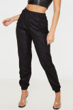 Black Street Solid Skinny Mid Waist Pencil Bottoms