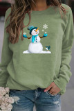 Red Casual Snowman Printed Draw String O Neck Tops