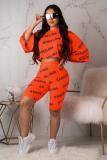 rose red Fashion Sexy Print Patchwork pencil Two-piece Pants Set